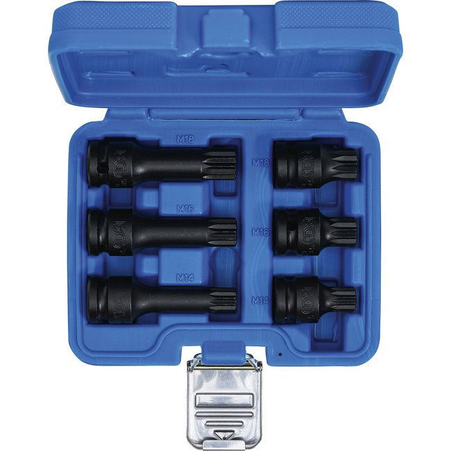 BGS Kracht dopsleutelbitset 1/2" veeltand (voor XZN) M14 - M18, 6 delig