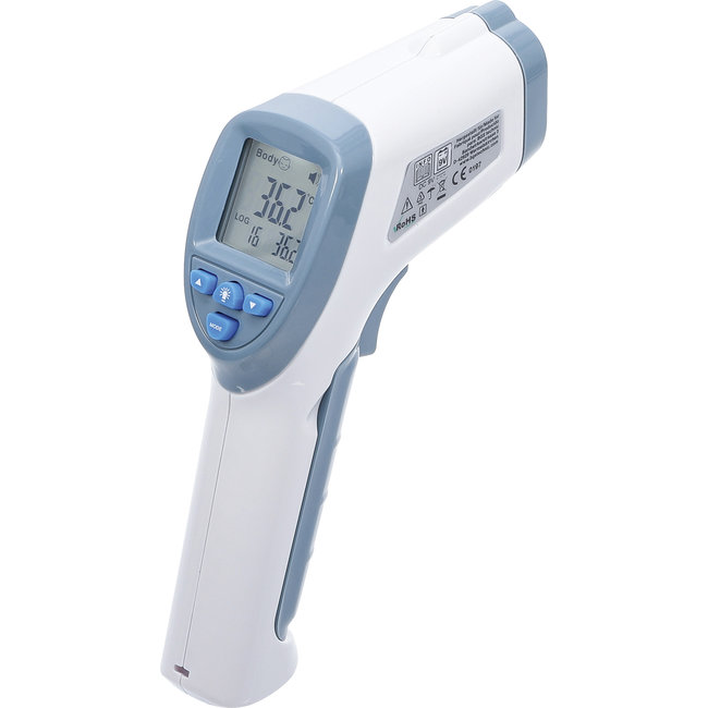 BGS Voorhoofd-koortsthermometer contactloos, infrarood voor meting van personen + voorwerpen 0 - 100°