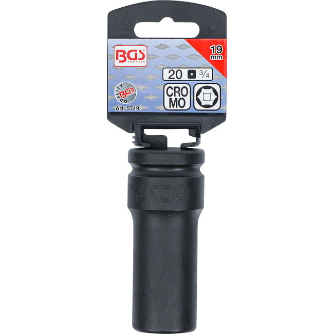 BGS Kracht dopsleuteldop zeskant, diep 3/4" 19 mm