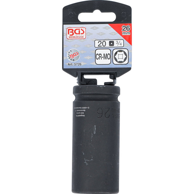 BGS Kracht dopsleuteldop zeskant, diep 3/4" 26 mm