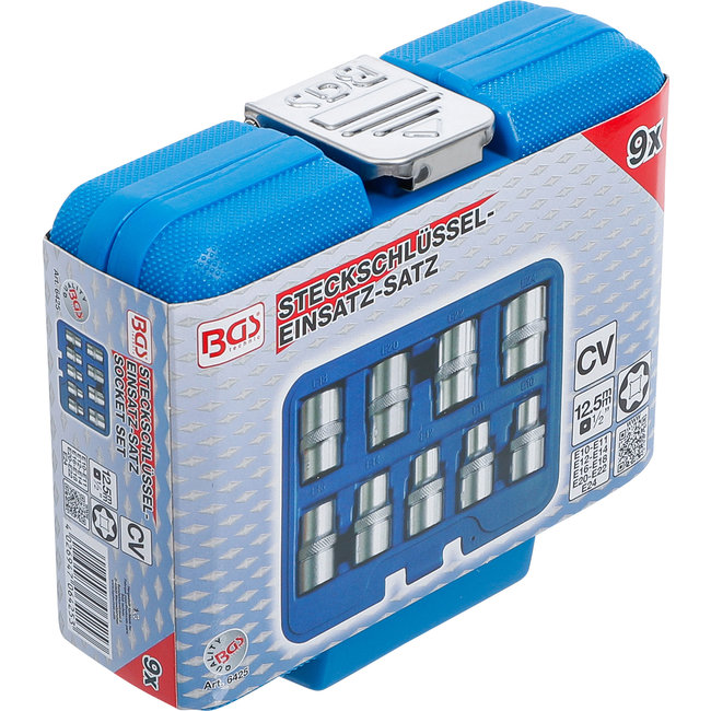 BGS Doppenset E-profiel 1/2" E10-E24, 9 delig