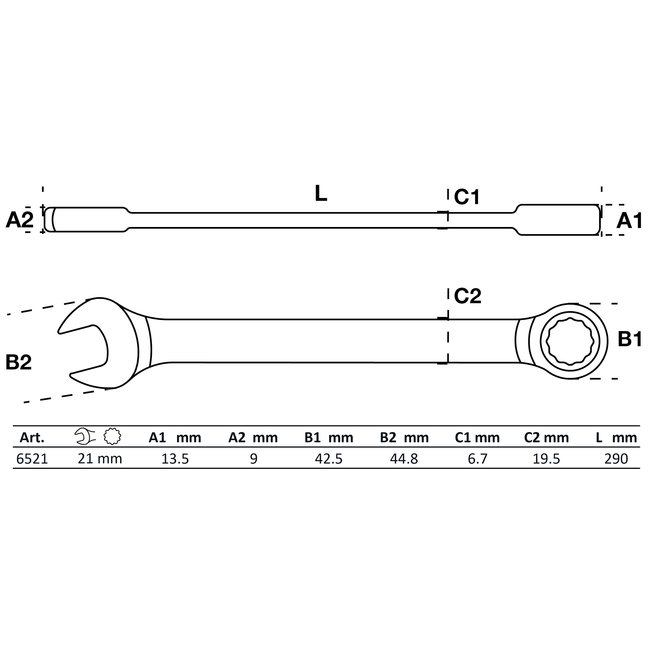 BGS Ratel ringsteeksleutel 21 mm