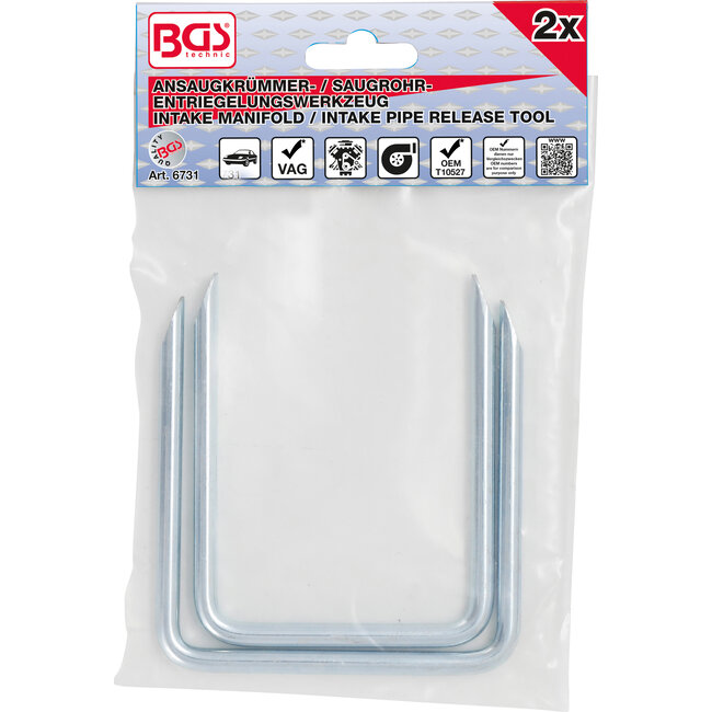 BGS Aanzuigbochtstuk- / zuigbuis-ontgrendelingsgereedschap voor VAG 2 delig