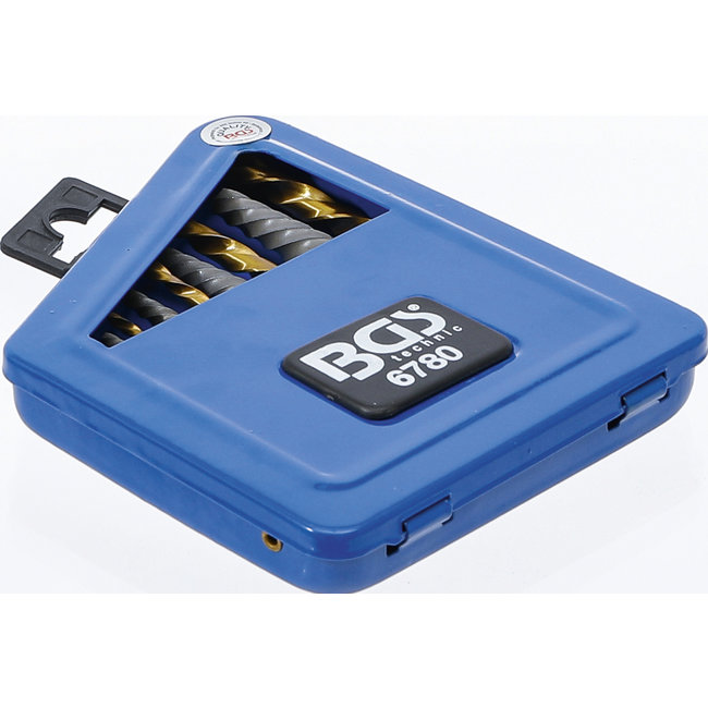 BGS Schroevenuitdraai- en linkssnijdende borenset HSS titaniumnitraat-behandeling 2 - 7,5 mm 10 delig