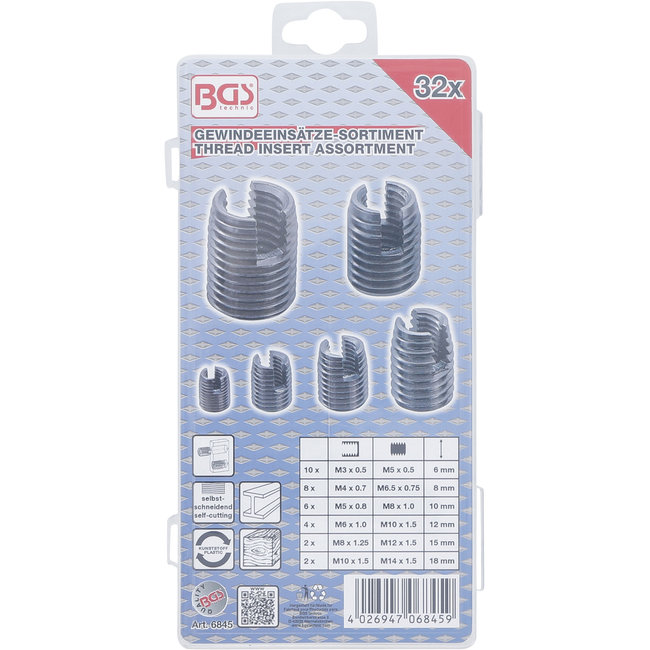 BGS Assortiment draadbussen zelfsnijdend 32 delig