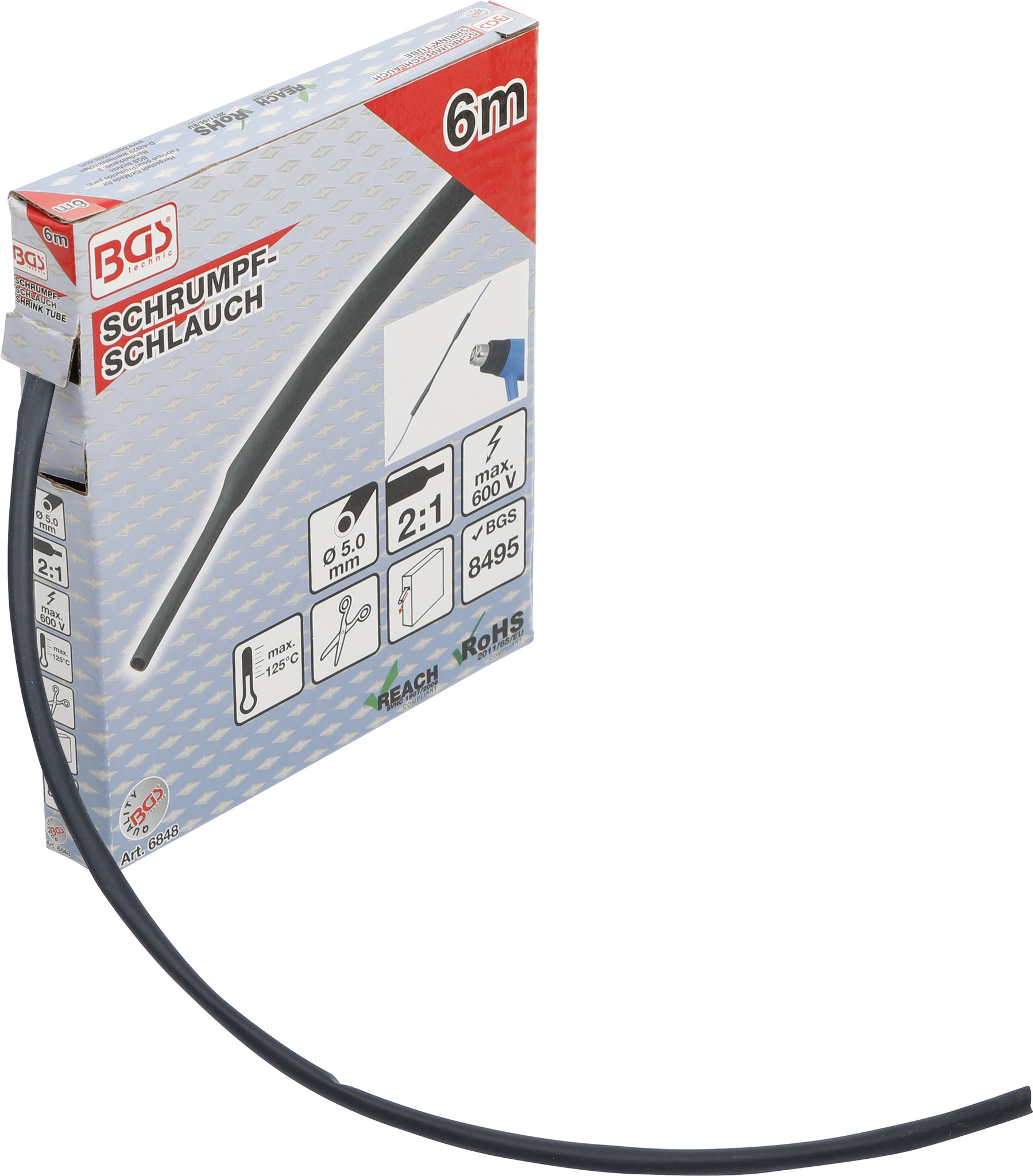 Krimpkous 3:1 met lijmlaag zwart 9,5-3,0 mm (5 meter in dispenserbox