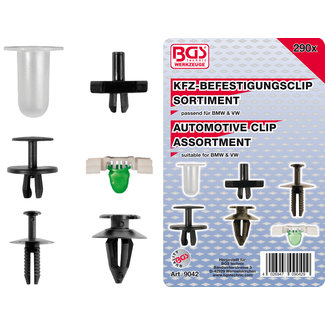 BGS technic Assortiment bevestigingsclips voor BMW & VW 290 delig
