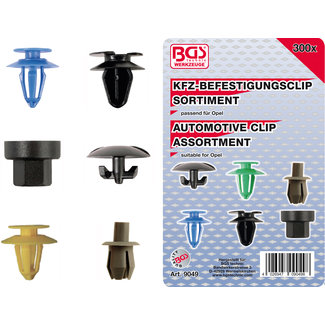 BGS technic Assortiment bevestigingsclips voor Opel 300 delig