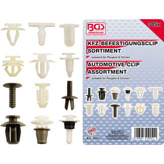 BGS technic Assortiment bevestigingsclips voor Peugeot, Citroen 345 delig