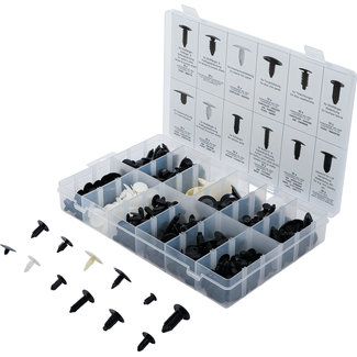 BGS technic Assortiment kerstboomclips voor GM, VW, Chrysler, BMW, Nissan & Ford 340 delig