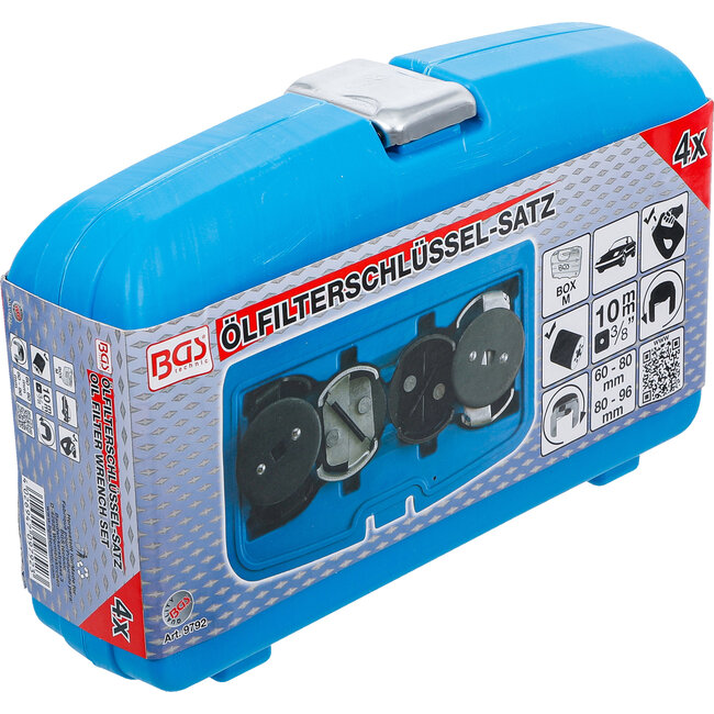 BGS Oliefiltersleutelset Ø 60 - 80 / 80 - 96 mm 4 delig