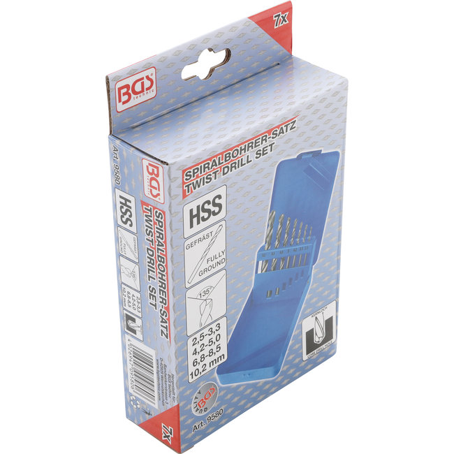 BGS HSS-spiraalborenset kernboormatern Ø 2,5 - 10,2 mm 7 delig