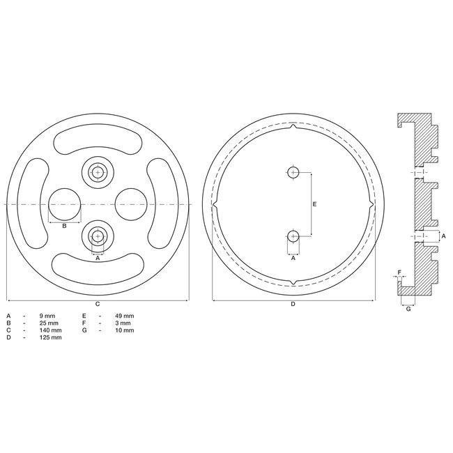 BGS Rubberschijf voor hefplatforms Ø 140 mm