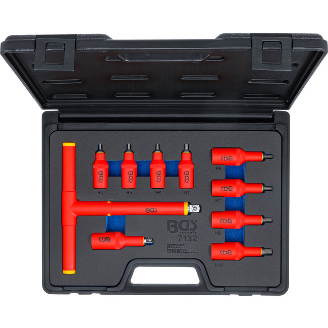BGS VDE dopsleutelbitset 3/8" / 1/2" binnenzeskant 4 - 10 mm 10 delig