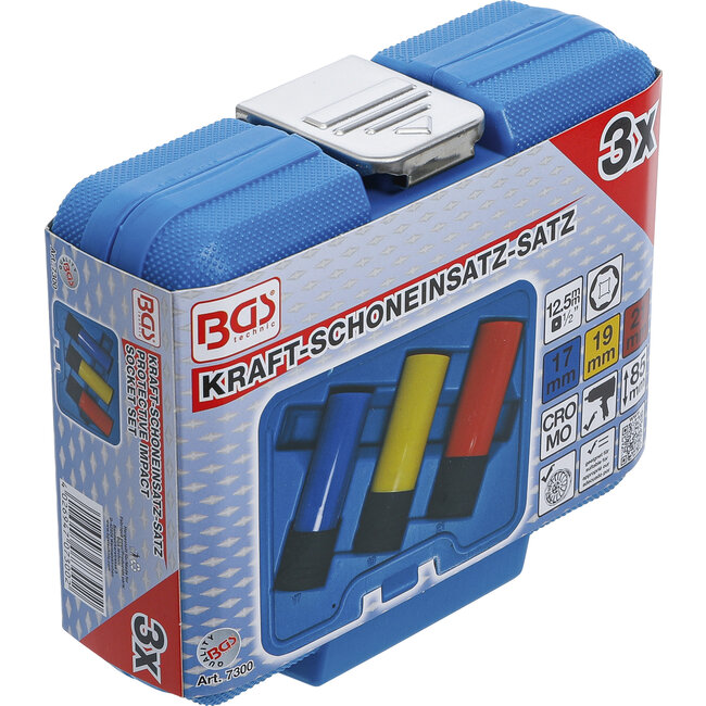 BGS Kracht wielmoerdoppenset 1/2" 17 / 19 / 21 mm 3 delig