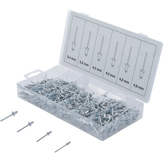 BGS technic Popnagel assortiment aluminium 2,4 - 4,8 mm 400 delig