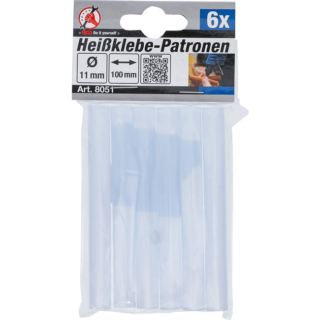 BGS Lijmpatronen transparant Ø 11 mm, 100 mm 6 stuks