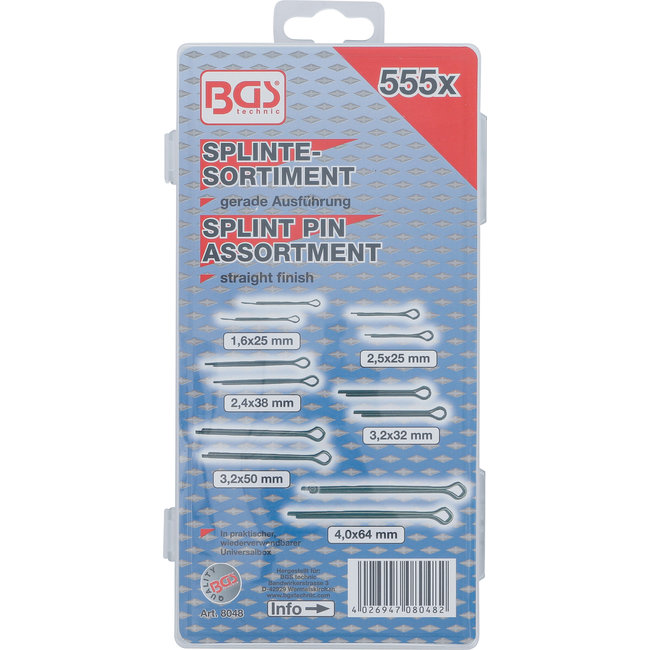 BGS Splitpen assortiment Ø 1,6 - 4,0 mm 555 delig