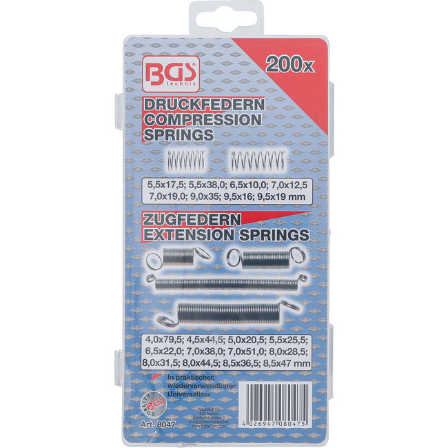 BGS Assortiment veren trek en drukveren - 200 delig