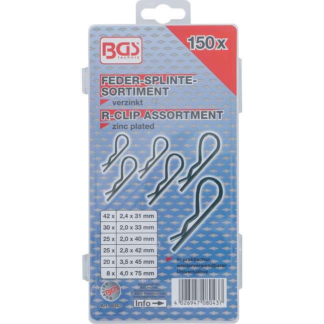 BGS Veersplitpenassortiment Ø 2,4 - 4,0 mm - 150 delig