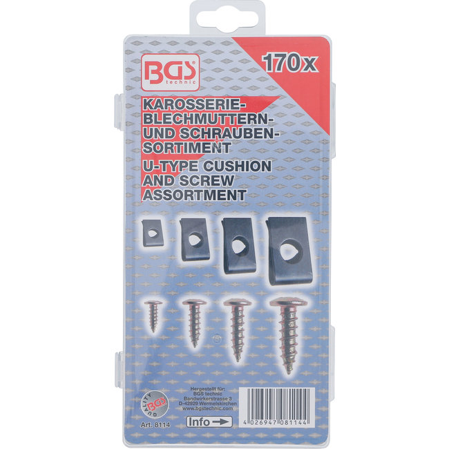 BGS Assortiment Carosseriemoeren & speednuts 170 delig