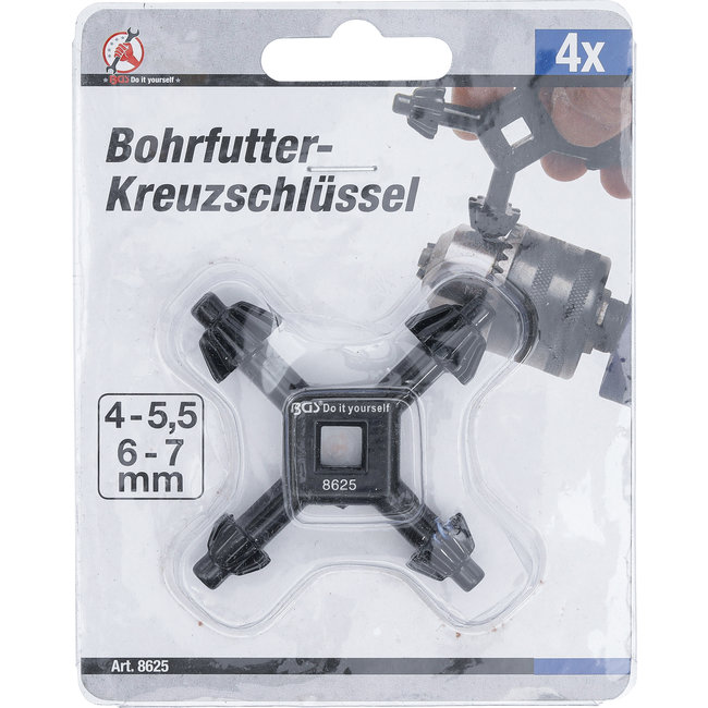 BGS Boorhouder kruissleutel universeel Ø 4 / 5,5 / 6 / 7 mm