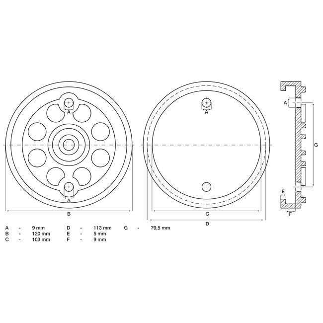 BGS Rubberschijf voor hefplatforms Ø 120 mm