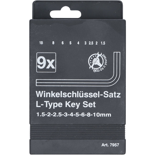 BGS Stiftsleutelset inbus 1,5 - 10 mm 9 delig