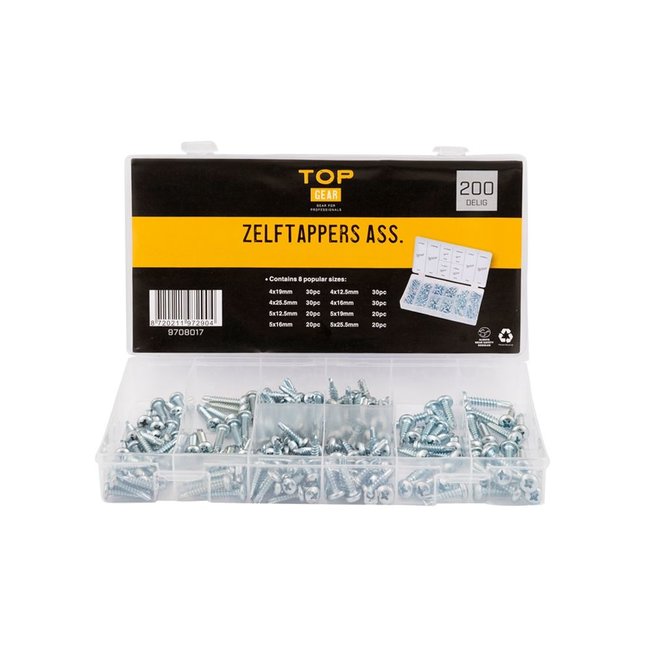 Topgear Zelftappers assortiment 200 delig