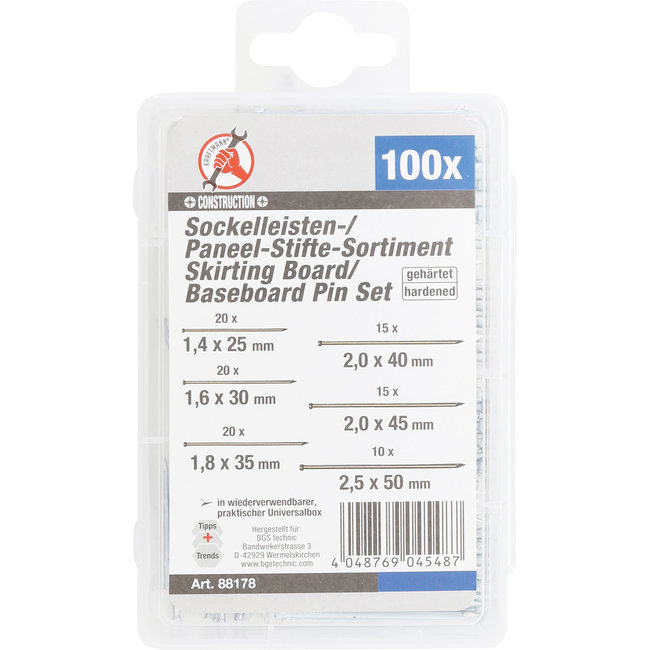 BGS Voorzetplint- / Paneelstiften assortiment 100 delig