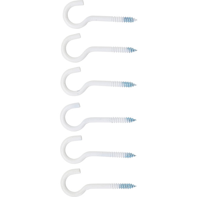 BGS Assortiment schroefhaken wit met kunststof mantel 60 mm 6 delig