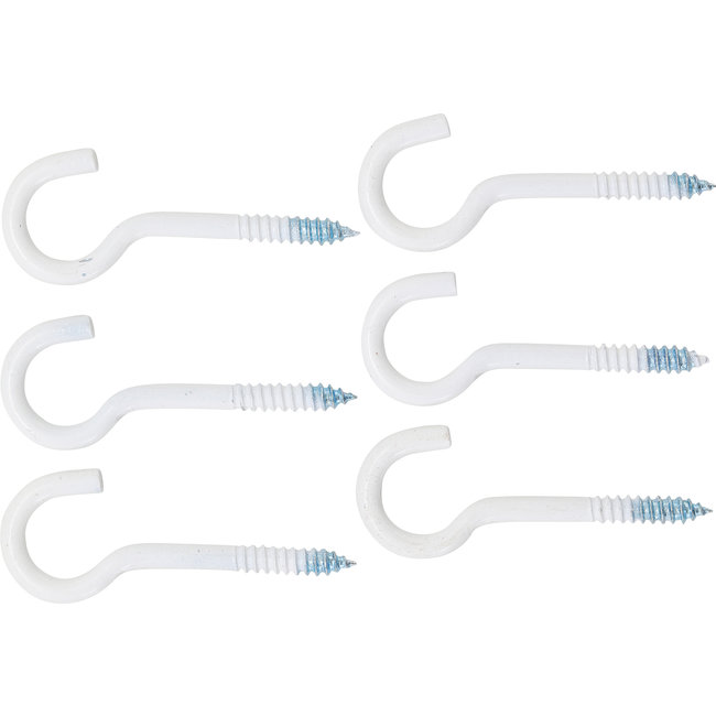 BGS Assortiment schroefhaken wit met kunststof mantel 60 mm 6 delig