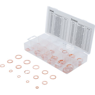 BGS technic Assortiment afdichtringen koper inchmaten voor olieaftapschroeven 75 delig