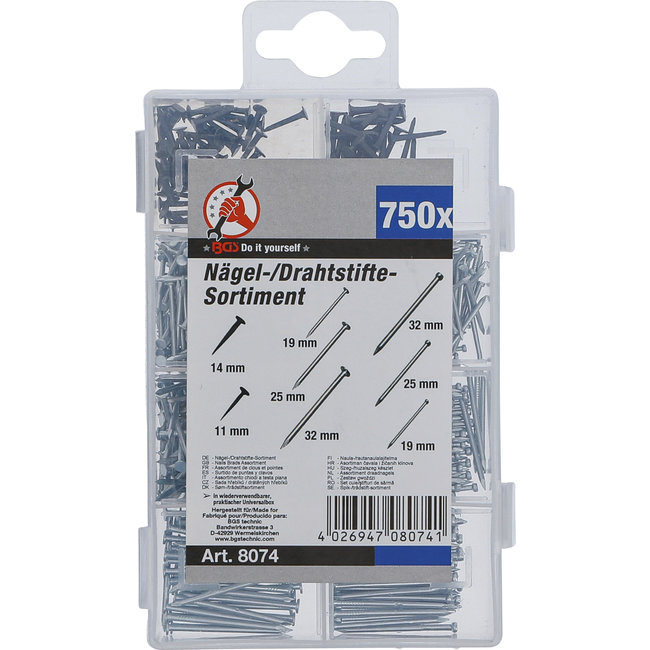 BGS Assortiment draadnagels 750 delig