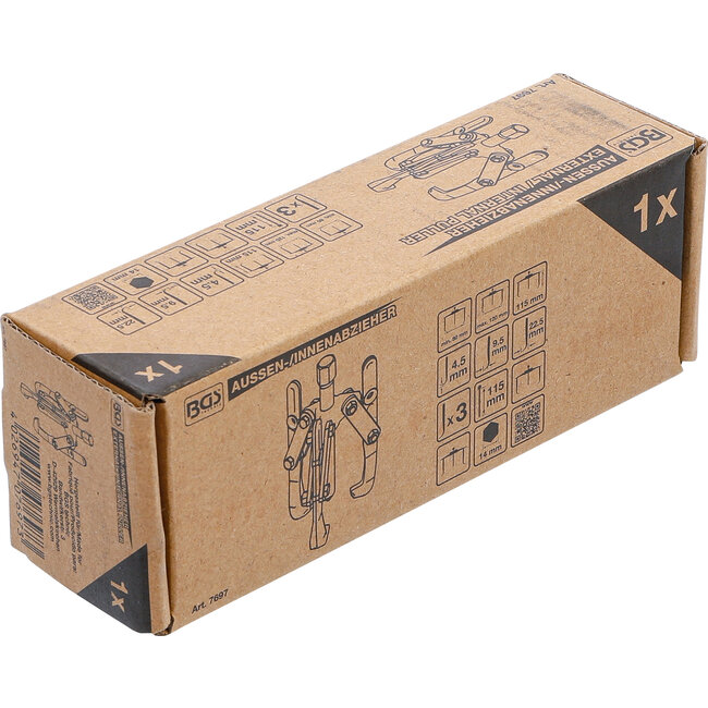 BGS Buiten binnen lagertrekkerset, 3 armig 25 - 120 mm