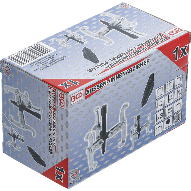 BGS Buiten binnen lagertrekkerset, 3 armig 15 - 100 mm