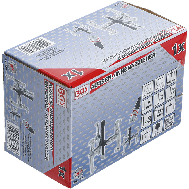 BGS Buiten binnen lagertrekkerset, 3 armig 20 - 110 mm