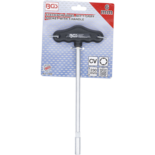 BGS Dopsleutel met T-greep, zeskant 6 mm