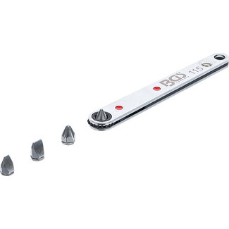 BGS technic Bit-ratelsleutel, extra dun binnenzeskant 1/4" incl. 4 speciale bits