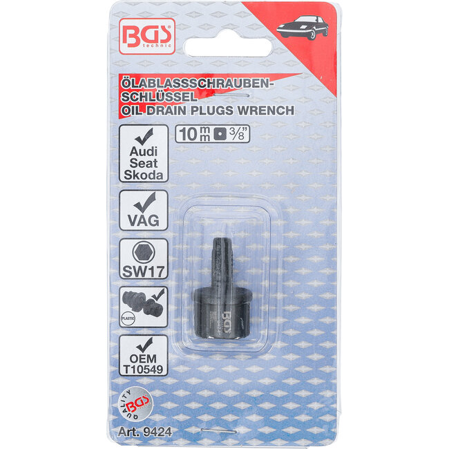 BGS Dopsleutelbit voor olie-aftappluggen met speciaal profiel 10 mm (3/8") voor VAG
