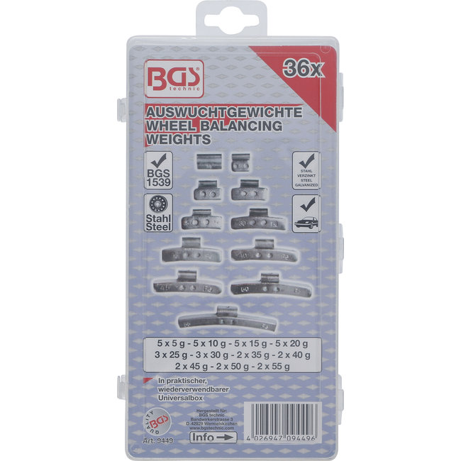BGS Assortiment balanceergewichten 36 delig