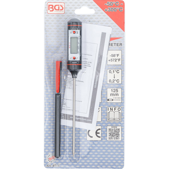 BGS Digitale thermometer met roestvrij stalen meetsonde