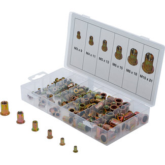 BGS technic Assortiment popmoeren verzinkt staal 150 delig
