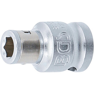 BGS technic Bitadapter met blokkeerkogel binnenvierkant 3/8" binnenzeskant 1/4"