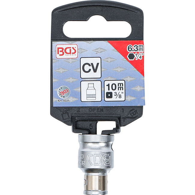 BGS Bitadapter met blokkeerkogel binnenvierkant 3/8" binnenzeskant 1/4"