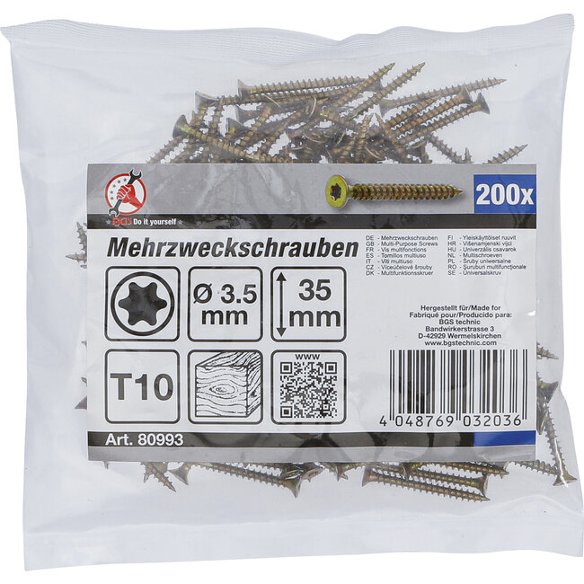 BGS Multischroeven Torx T10 3,5 x 35 mm 200 stuks
