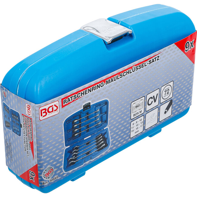 BGS Ratelring-steeksleutelset open 8 - 17 mm 9 delig