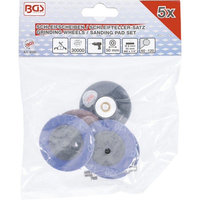 BGS Schuurschijf/steunschijf set voor boormachine Ø 50 mm