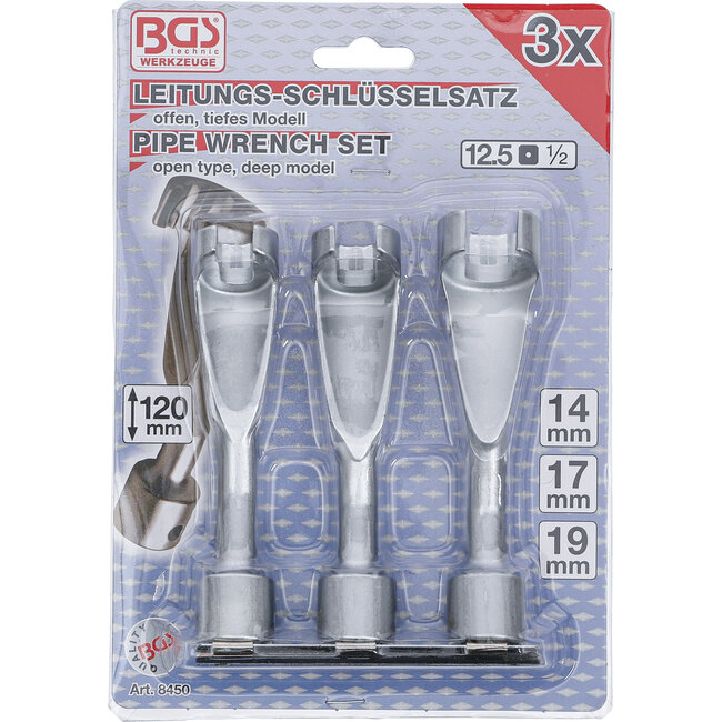 BGS Leidingsleutelset, open 1/2" 14 - 17 - 19 mm