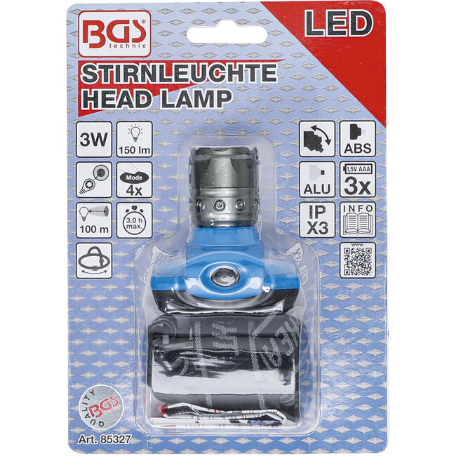 BGS LED-hoofdlamp met focus 3 Watt